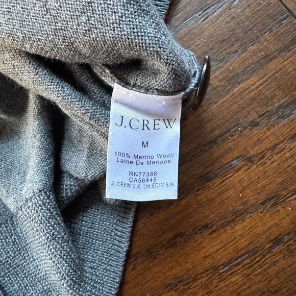 Men's J.Crew Merino Wool Cardigan Sweater - Gray - Medium - V-Neck Buttoned - Picture 6 of 7